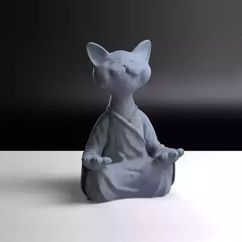 Cat statue Buddha Statue Enyoing Zen Moment Cute Cat 3D STL