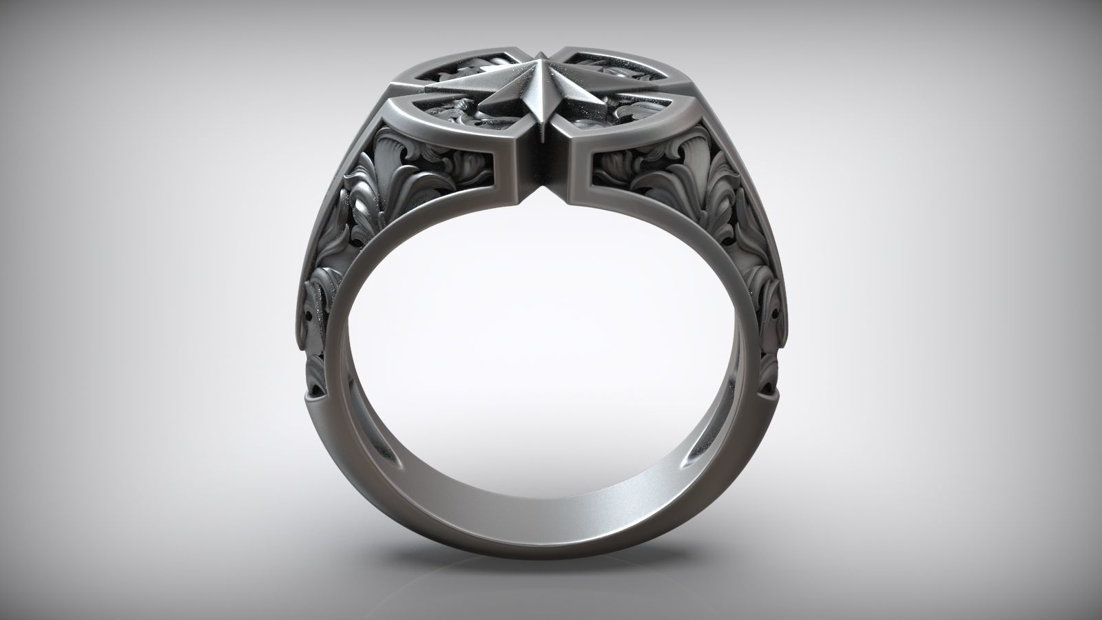 Windrose Star Compass Traveler Pattern Signet 3D print model_3