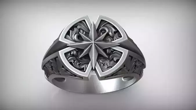 Windrose Star Compass Traveler Pattern Signet 3D print model