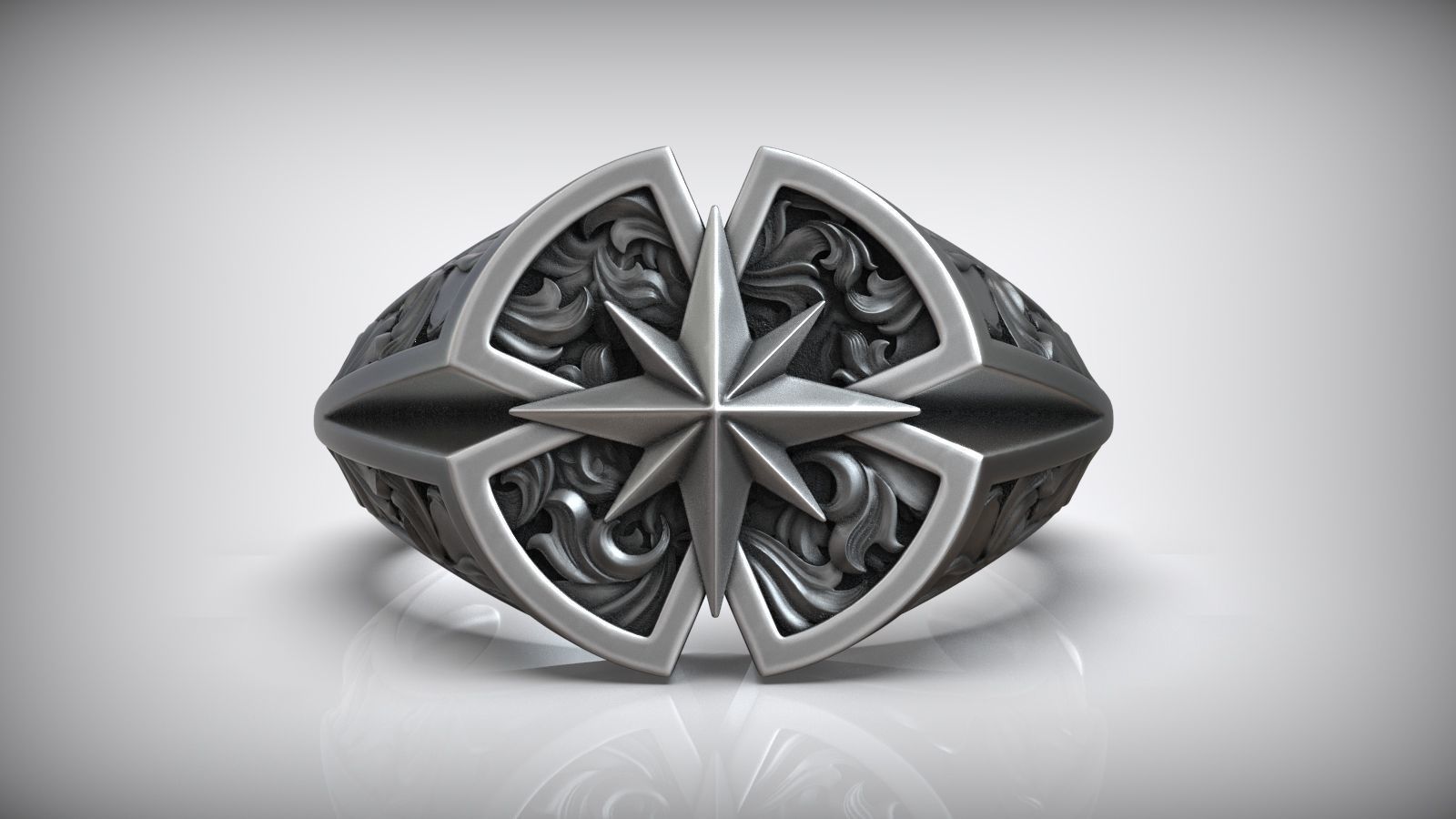 Windrose Star Compass Traveler Pattern Signet 3D print model_4