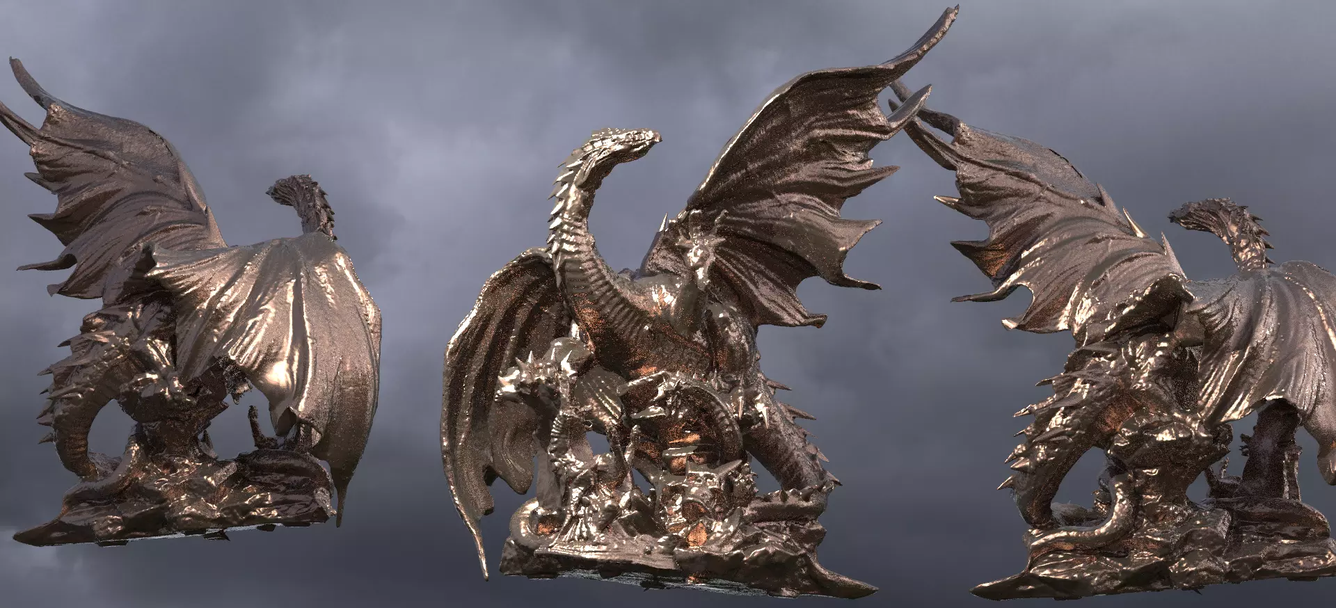 Great Wyvern Arthurian Dragon Statue 1 3D model_0