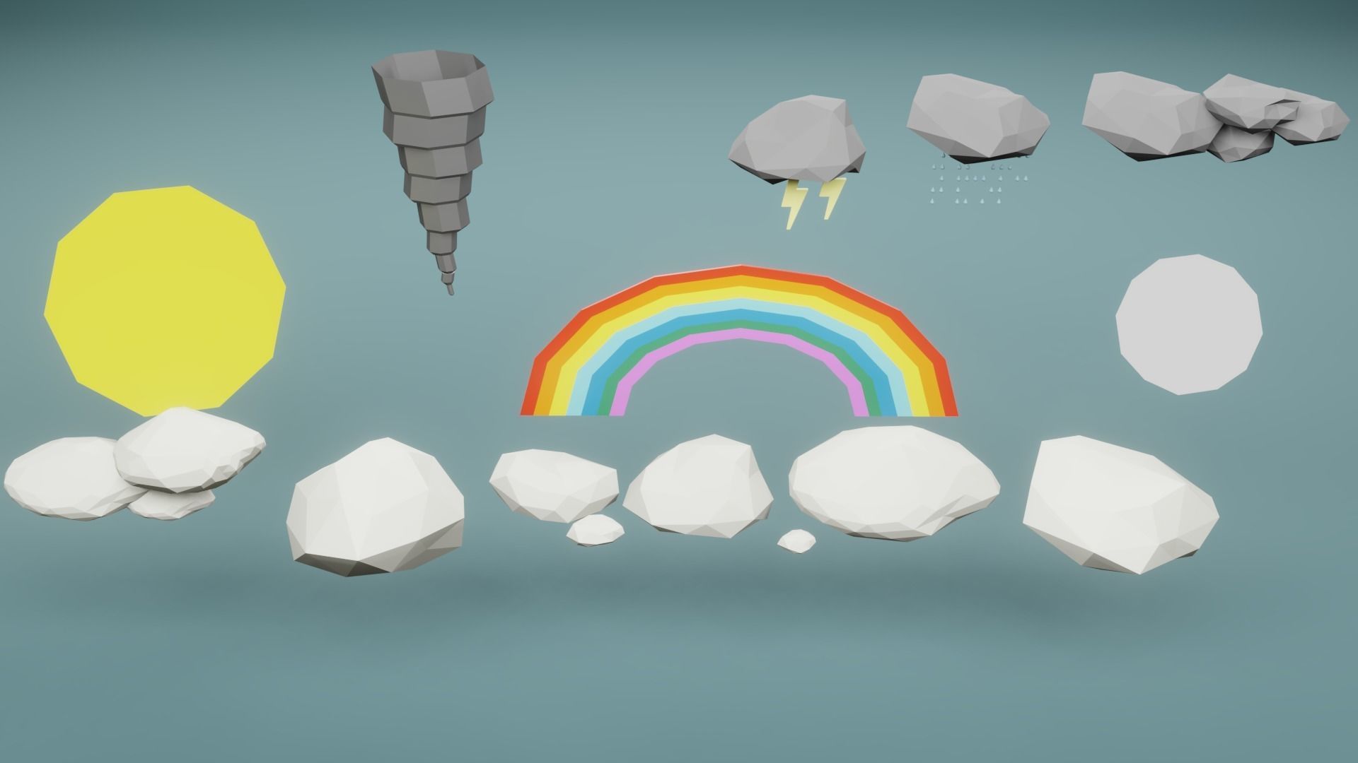 Low Poly Sky Assets Low-poly 3D model_1