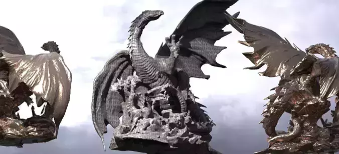 Dark Wyvern Arthurian Dragon Statue 1