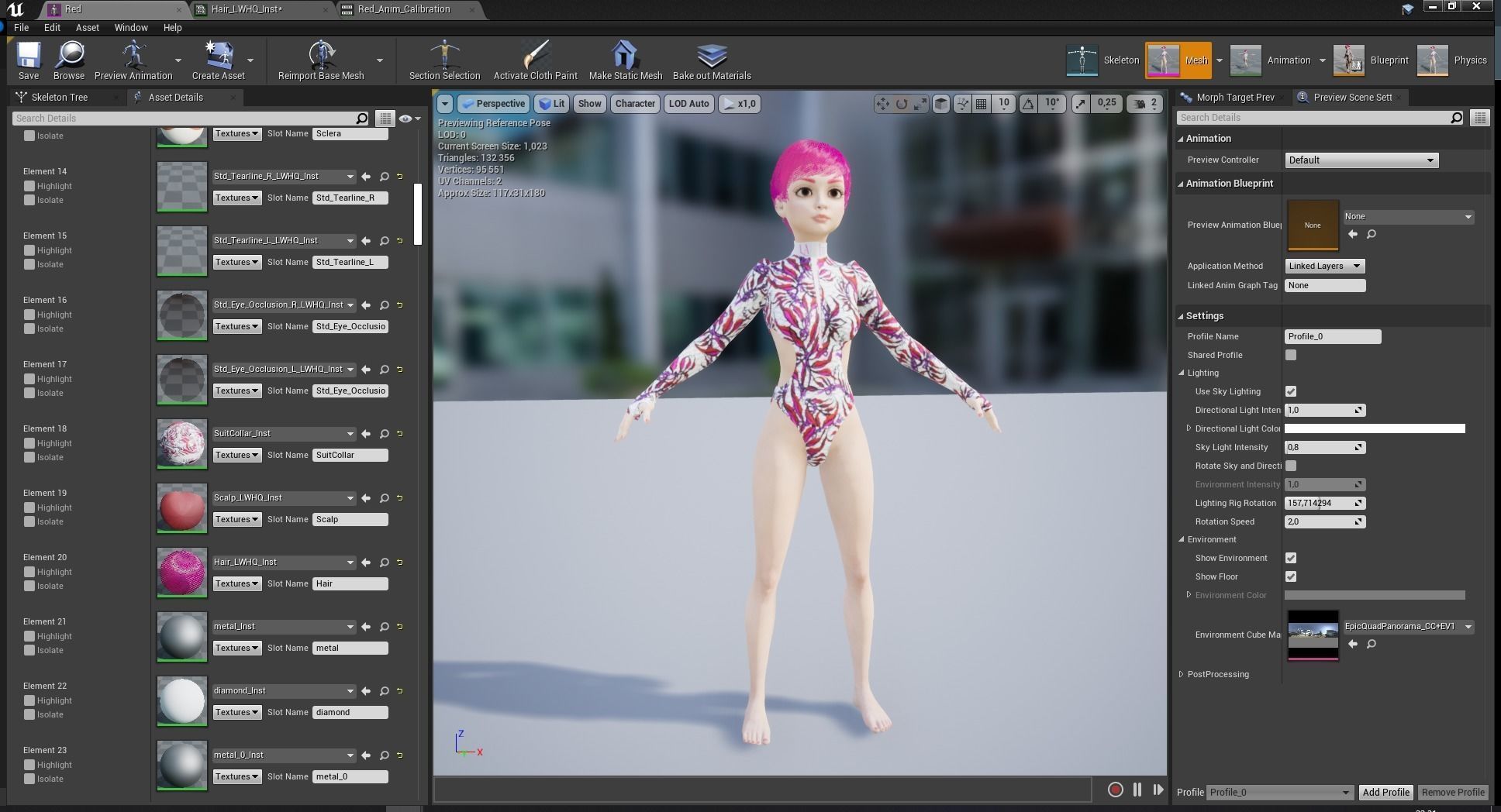 Red Realistic stylized cartoon Female Low-poly 3D model_34