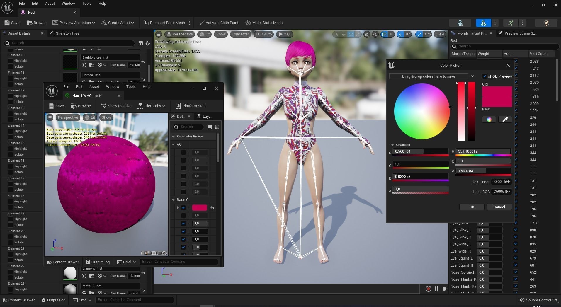 Red Realistic stylized cartoon Female Low-poly 3D model_32