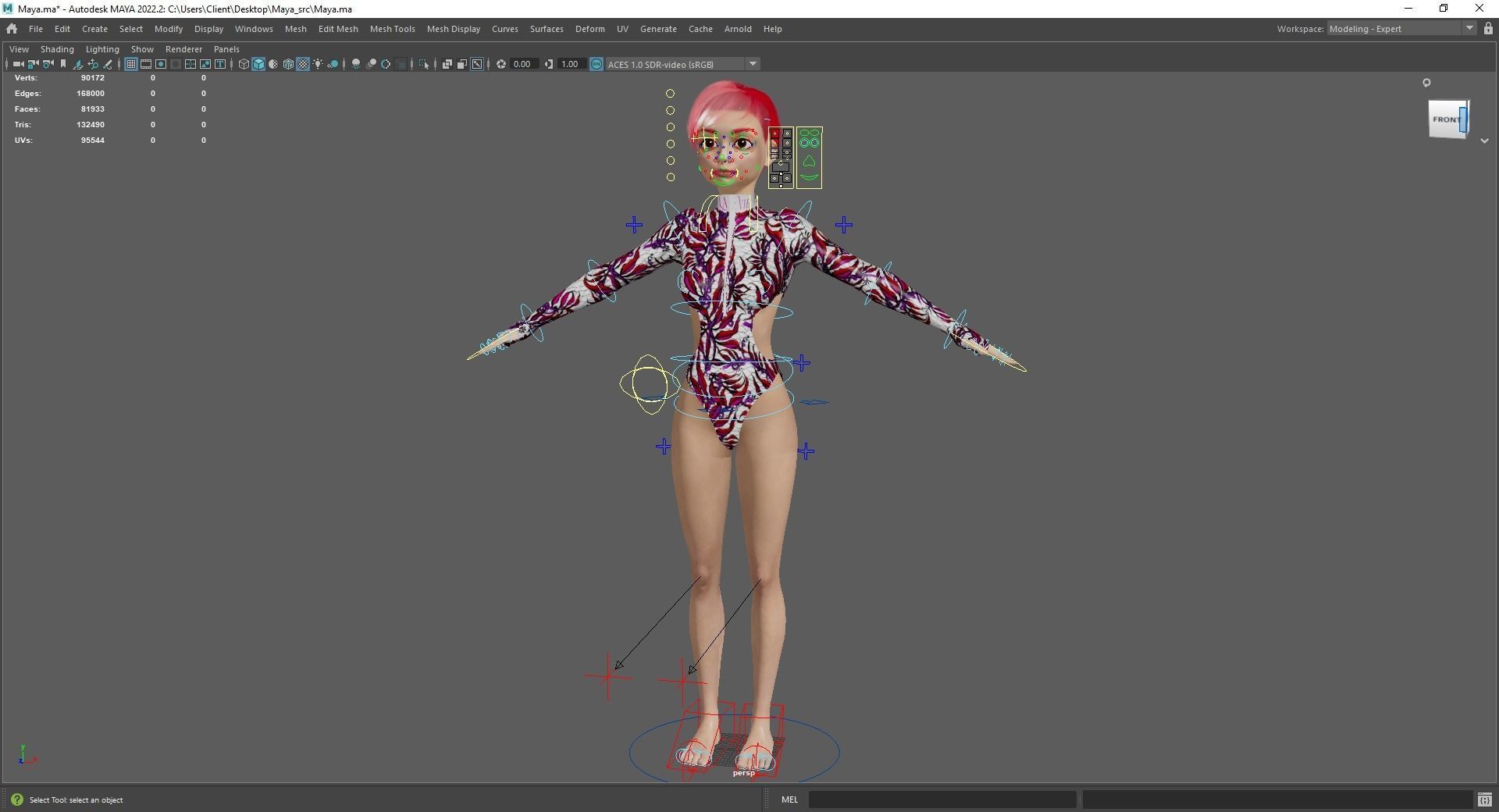 Red Realistic stylized cartoon Female Low-poly 3D model_27