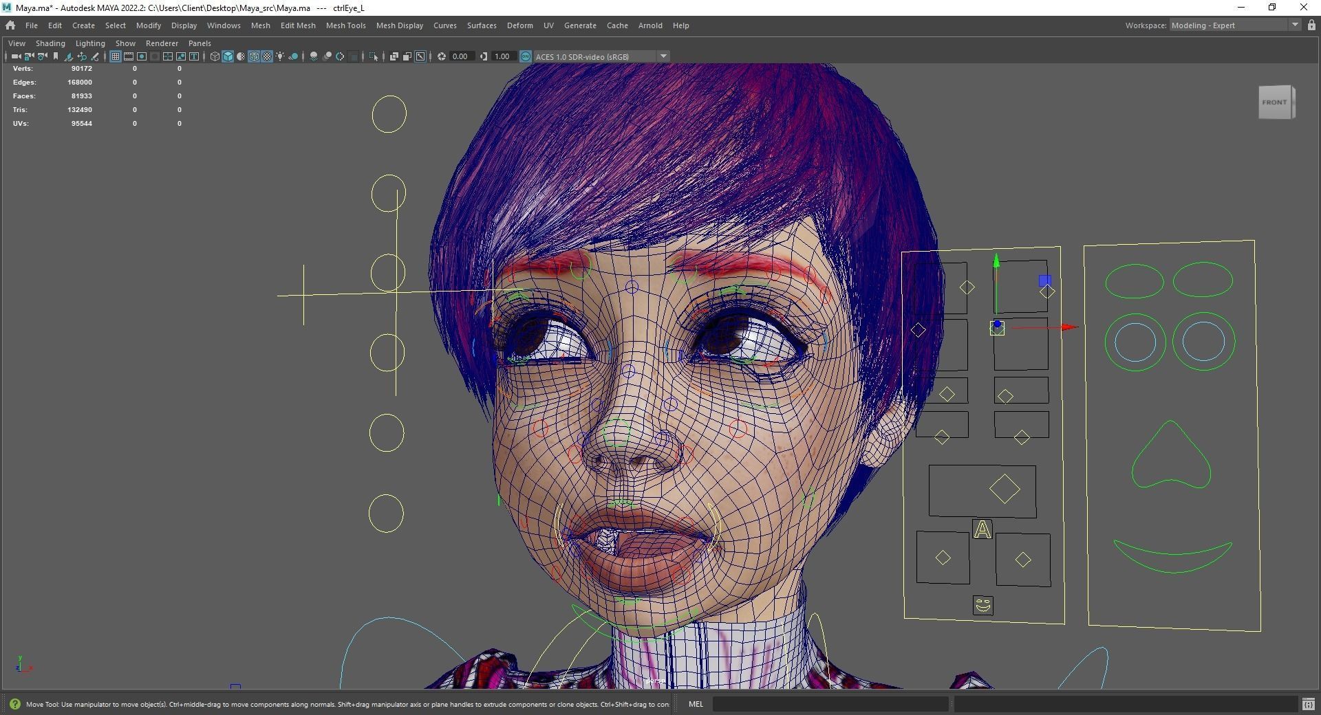 Red Realistic stylized cartoon Female Low-poly 3D model_26