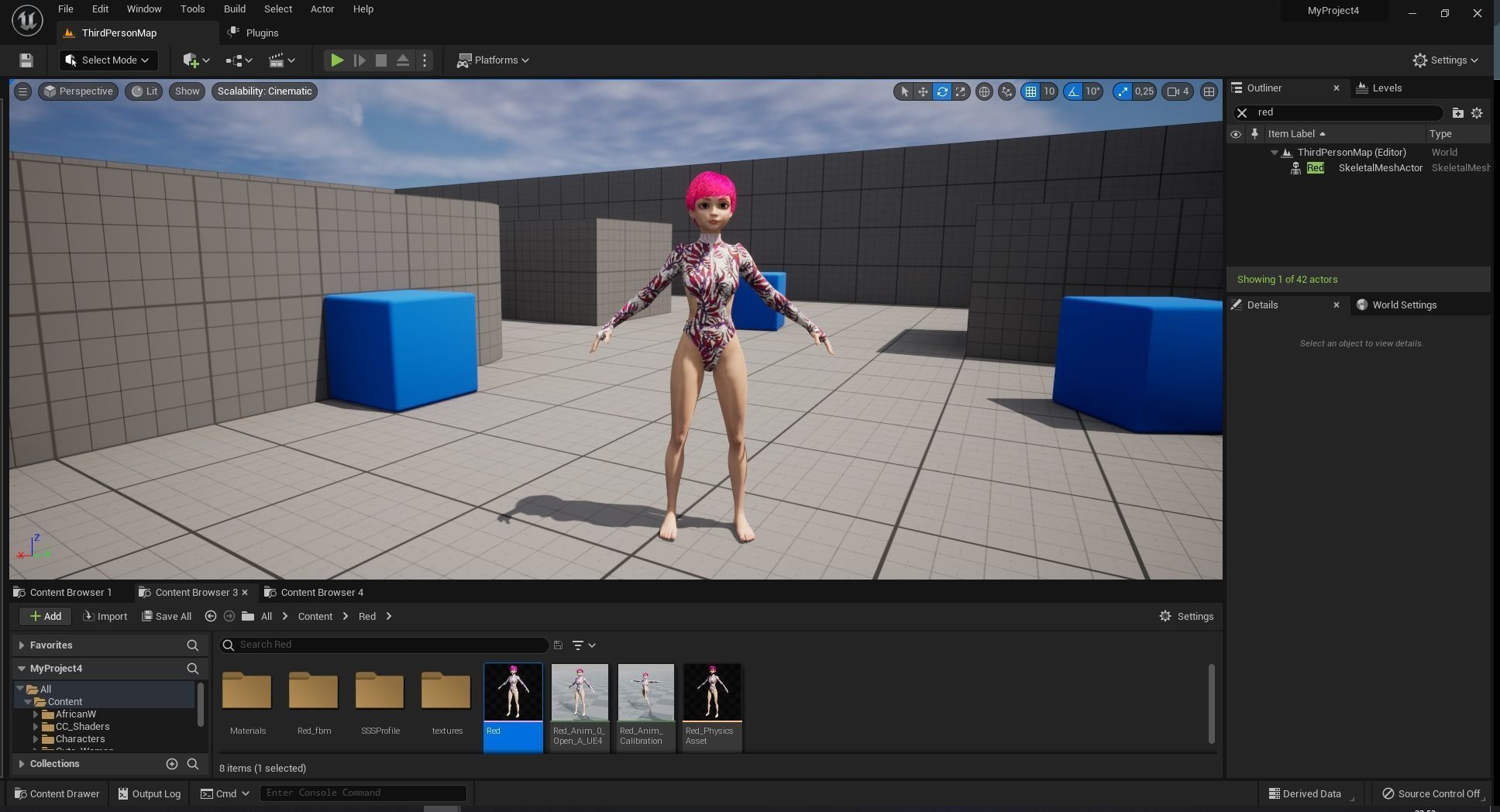 Red Realistic stylized cartoon Female Low-poly 3D model_35