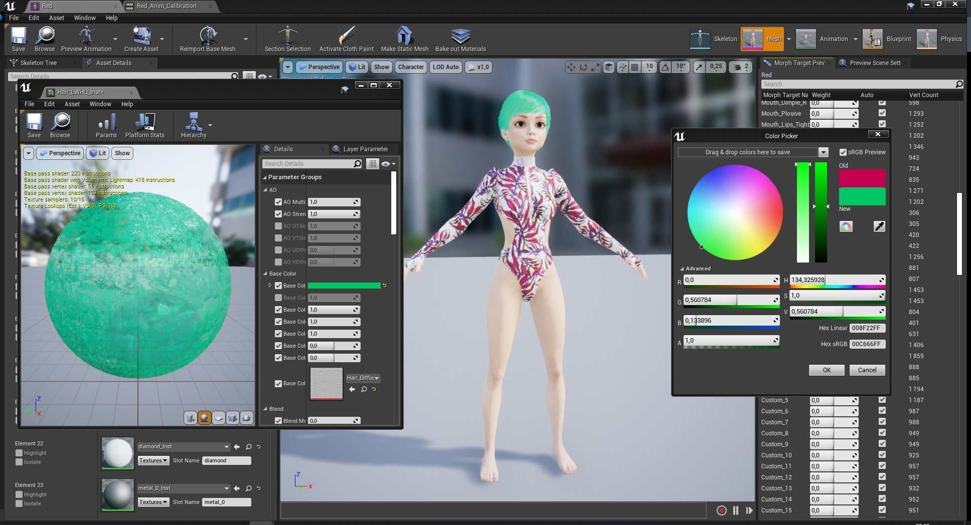 Red Realistic stylized cartoon Female Low-poly 3D model_36