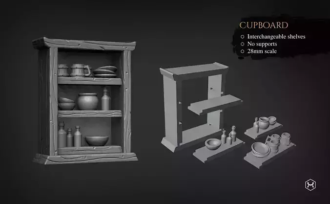 Bookshelf and Cupboard Free 3D print model