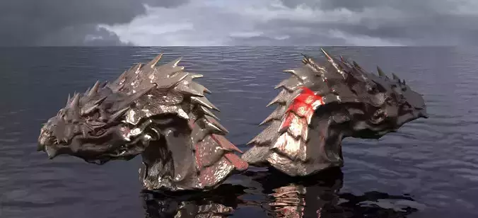 Dark Wyvern head sculpture 3D model