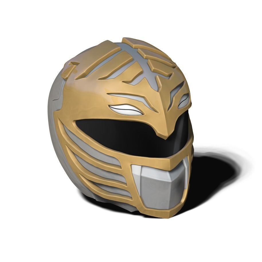 White Ranger Helmet 3D print model_3