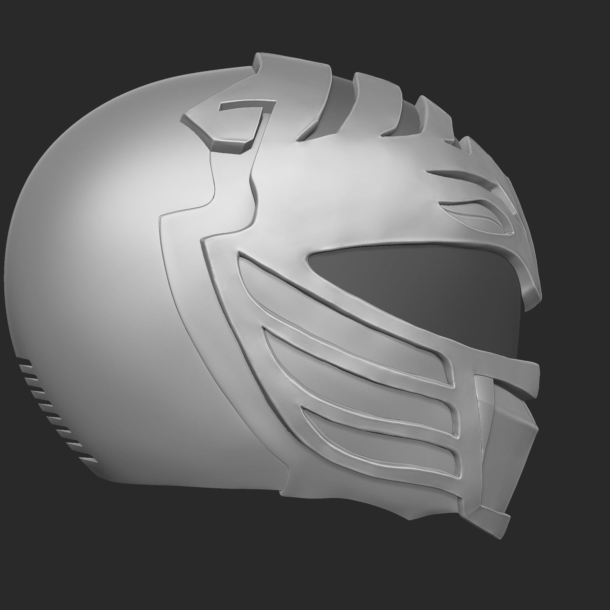 White Ranger Helmet 3D print model_10