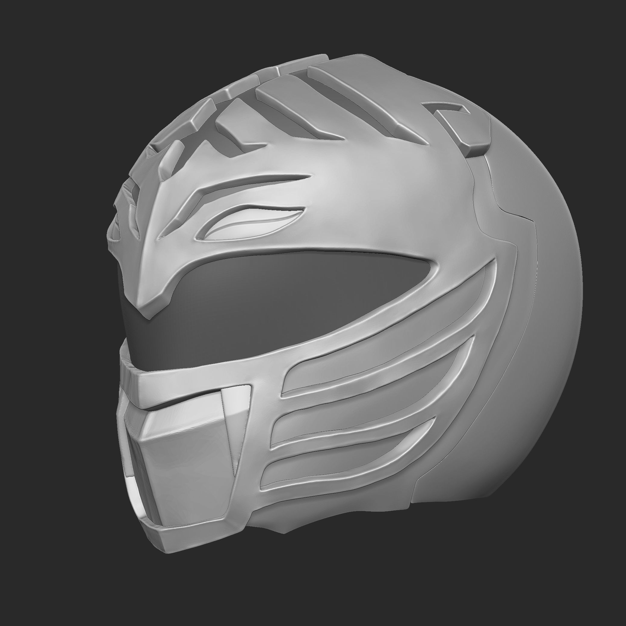White Ranger Helmet 3D print model_5