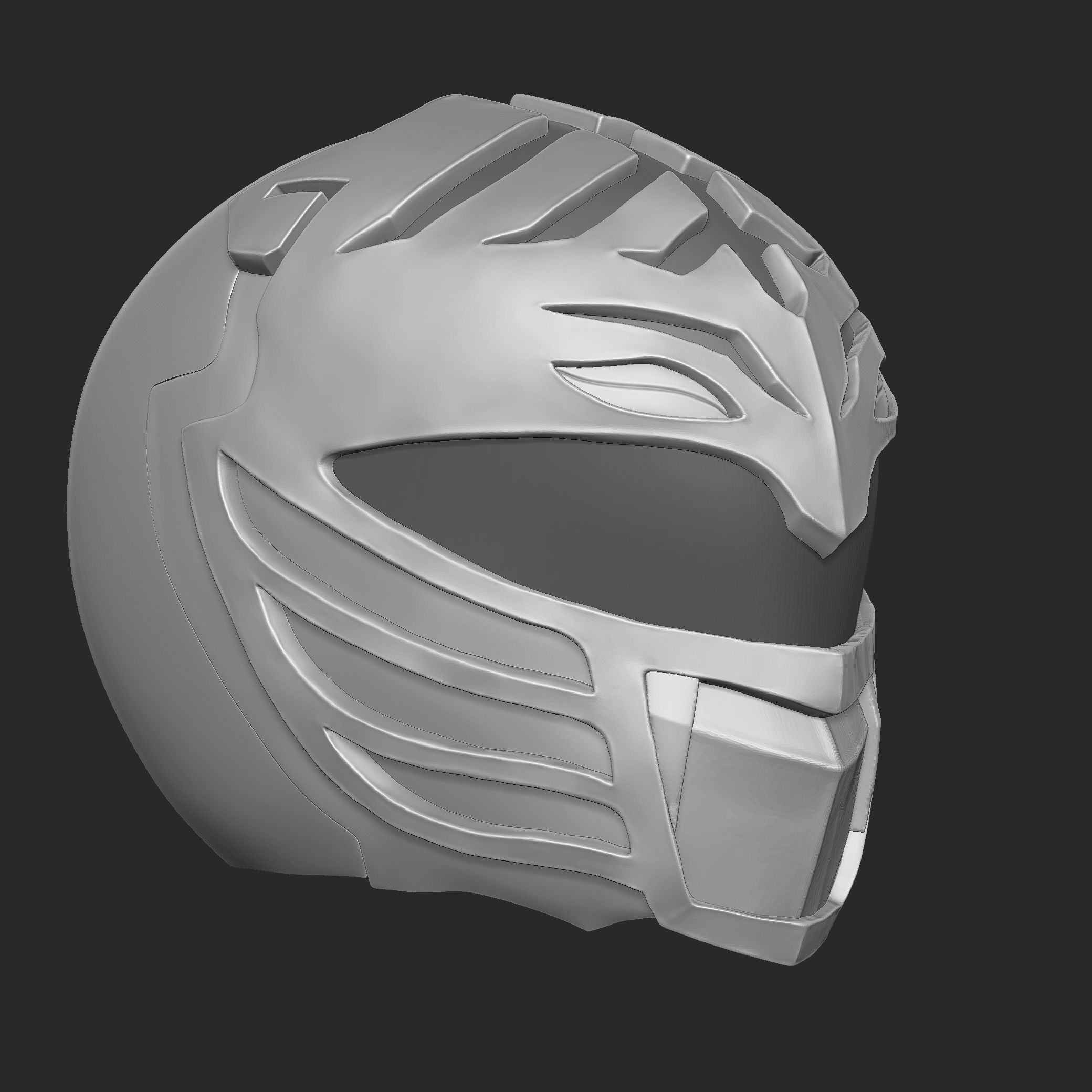 White Ranger Helmet 3D print model_11