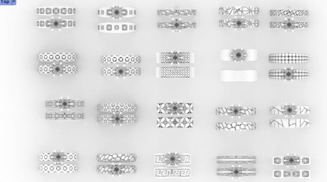 set gold rings pattern turkish models ready to print 3D print model_3
