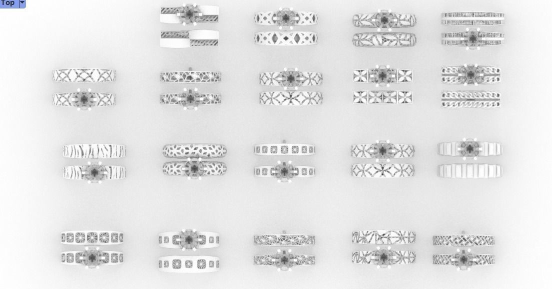 set gold rings pattern turkish models ready to print 3D print model_2