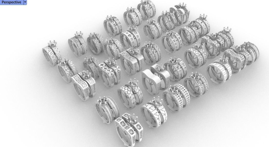 set gold rings pattern turkish models ready to print 3D print model_4