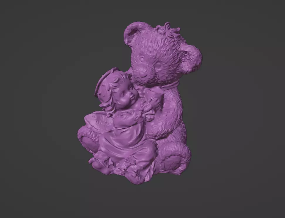 Teddy bear with child 3D print model_0
