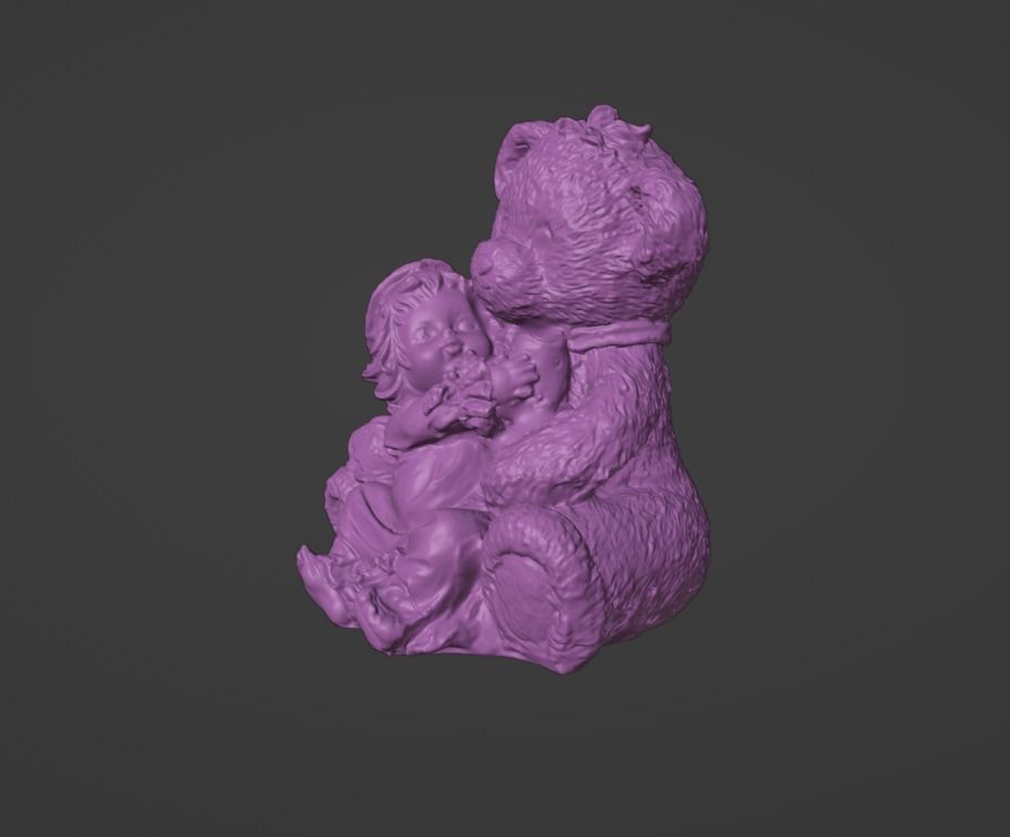 Teddy bear with child 3D print model_5
