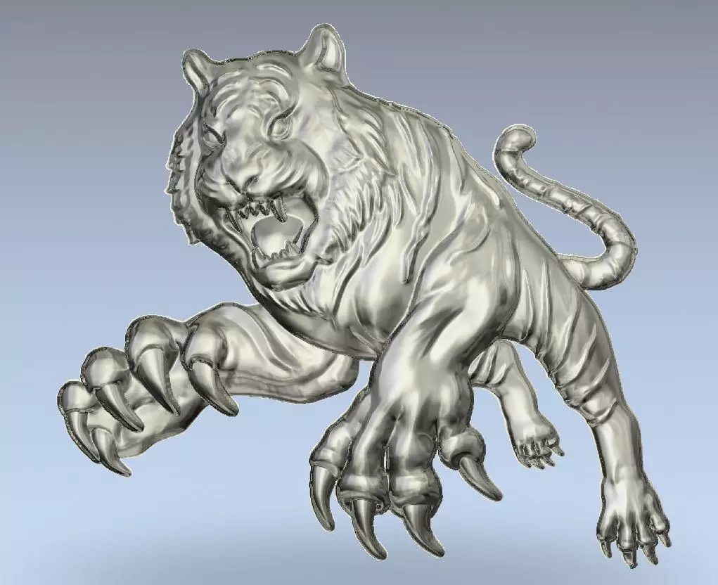 Chinese Tiger art relief sculpting hollow back part 3D print model
