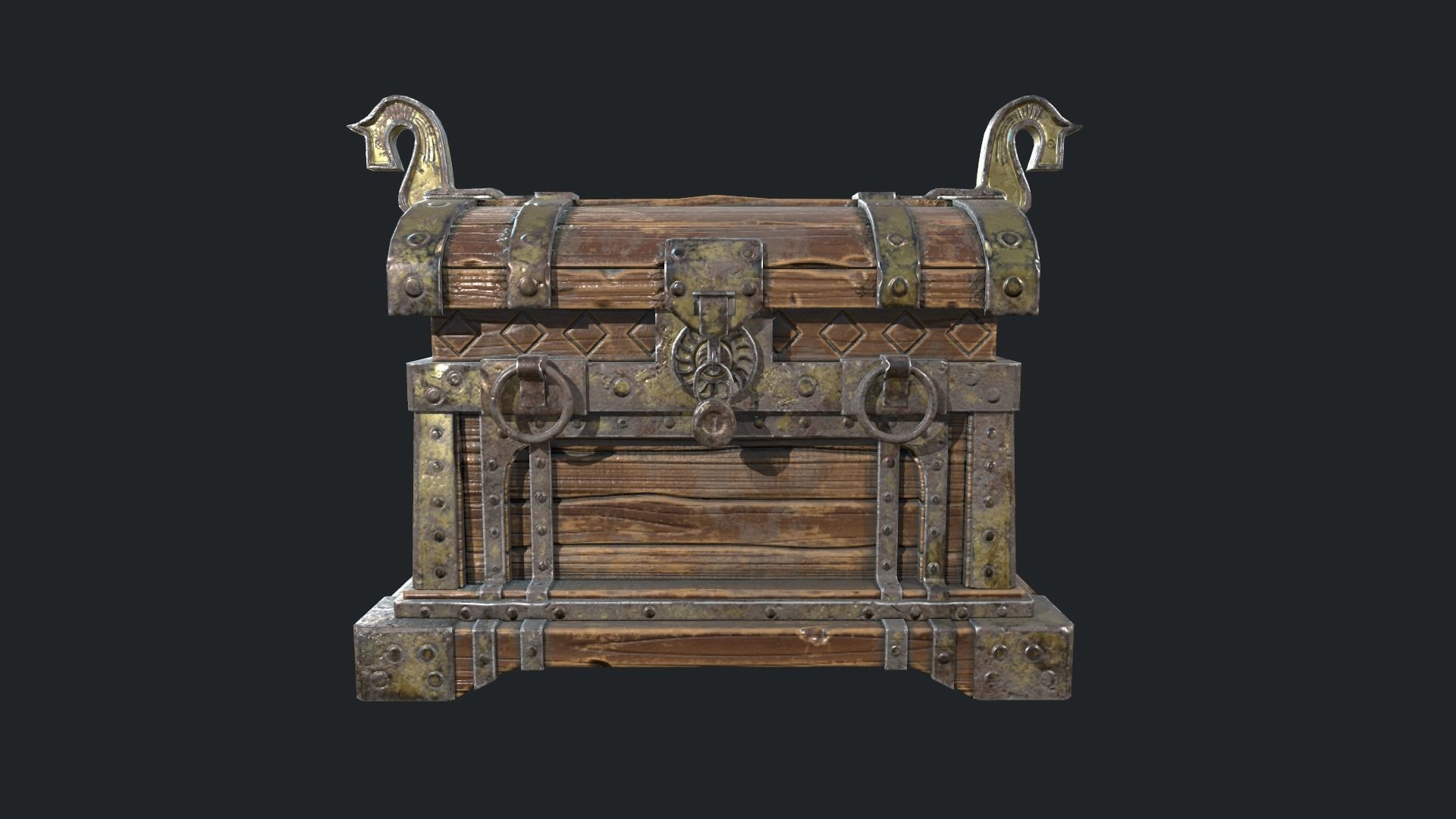 Medieval Chest Low-poly 3D model_2