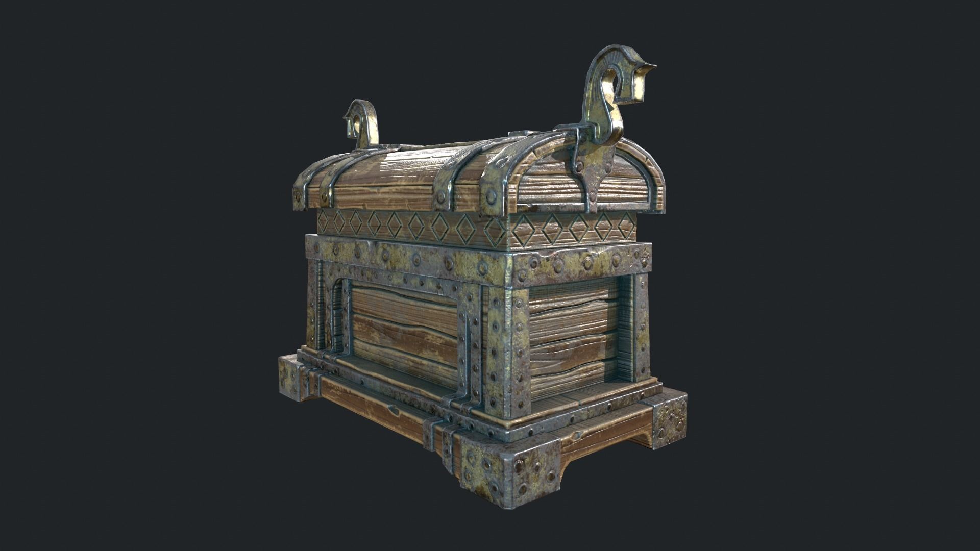 Medieval Chest Low-poly 3D model_6