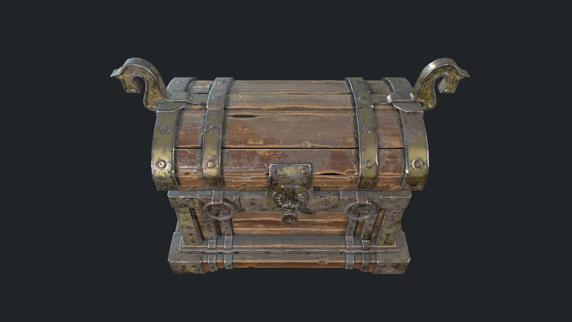 Medieval Chest Low-poly 3D model_7