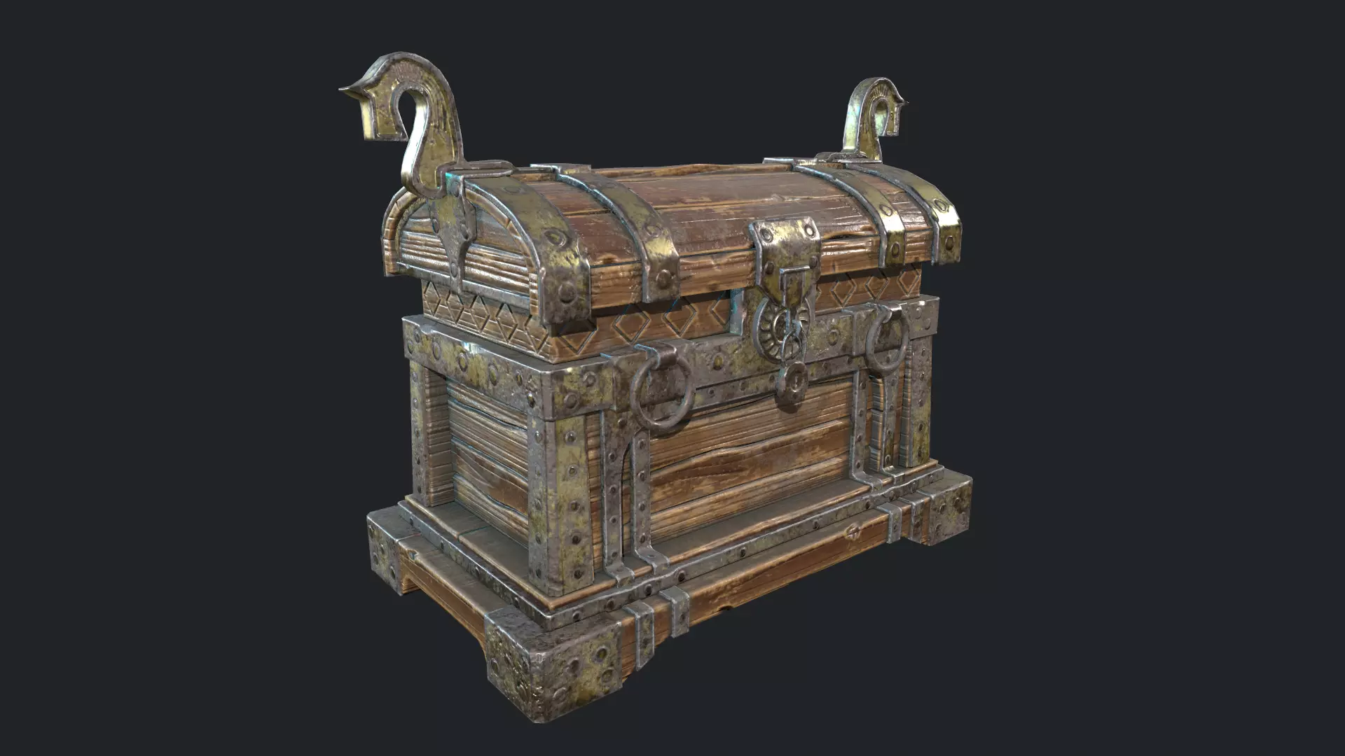 Medieval Chest Low-poly 3D model_0