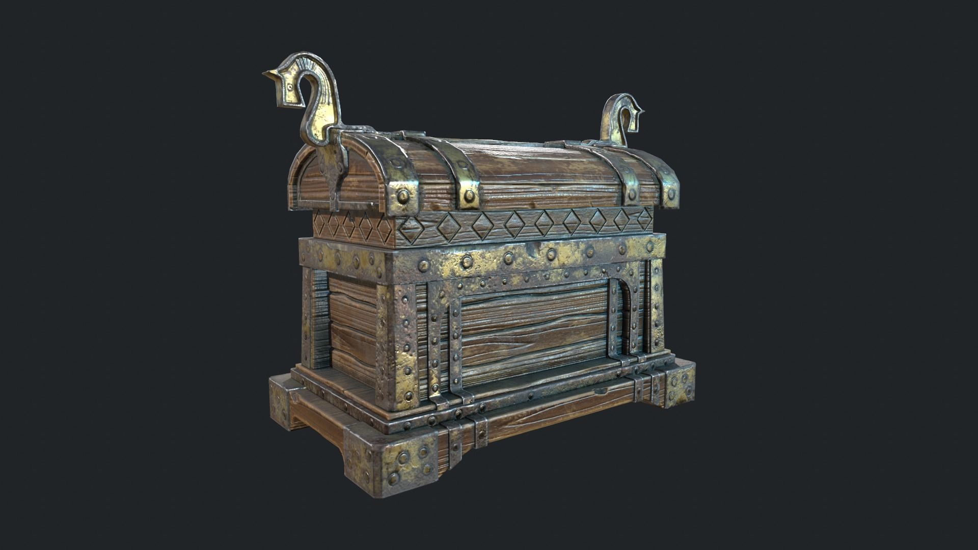 Medieval Chest Low-poly 3D model_4