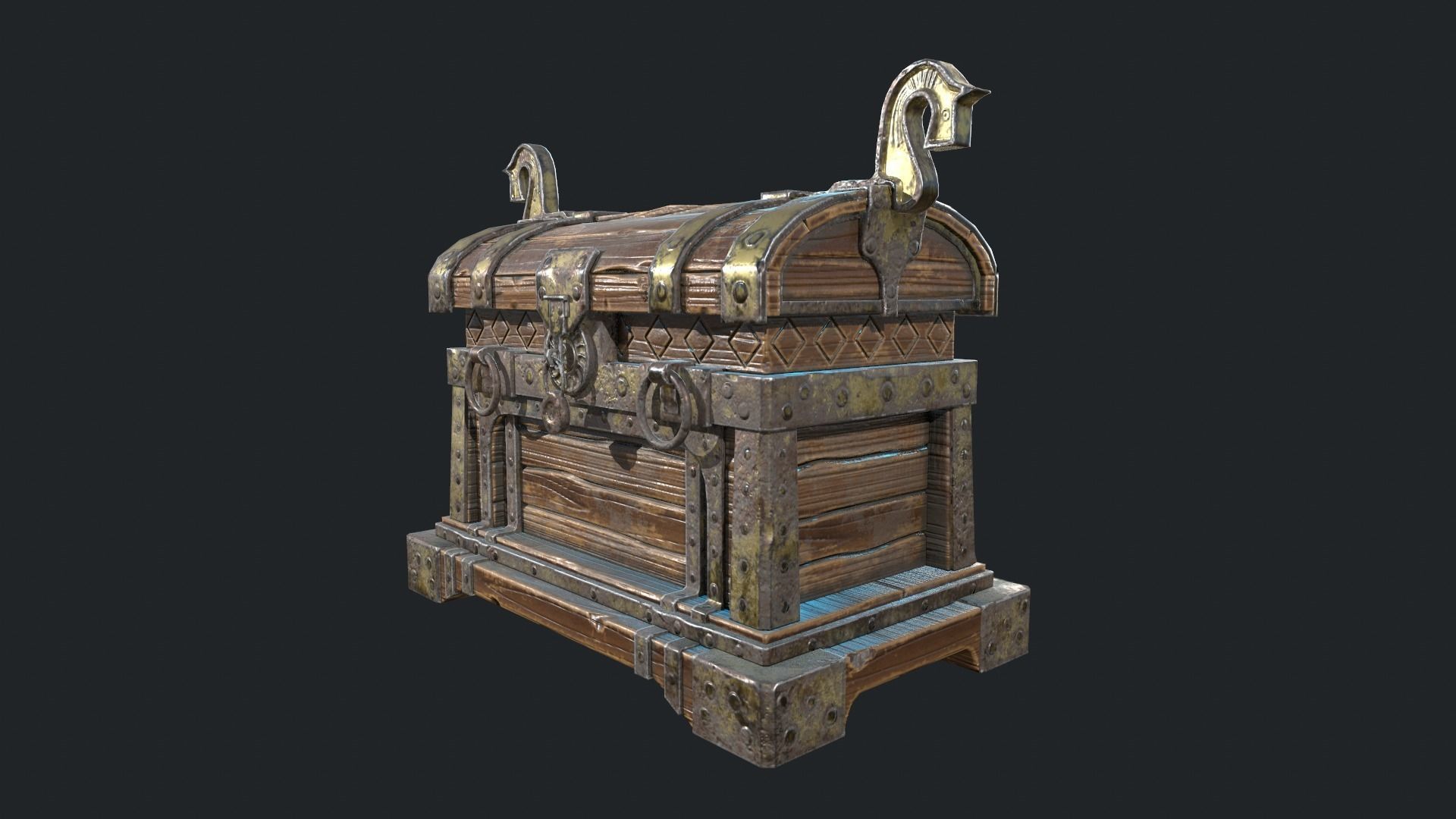 Medieval Chest Low-poly 3D model_3