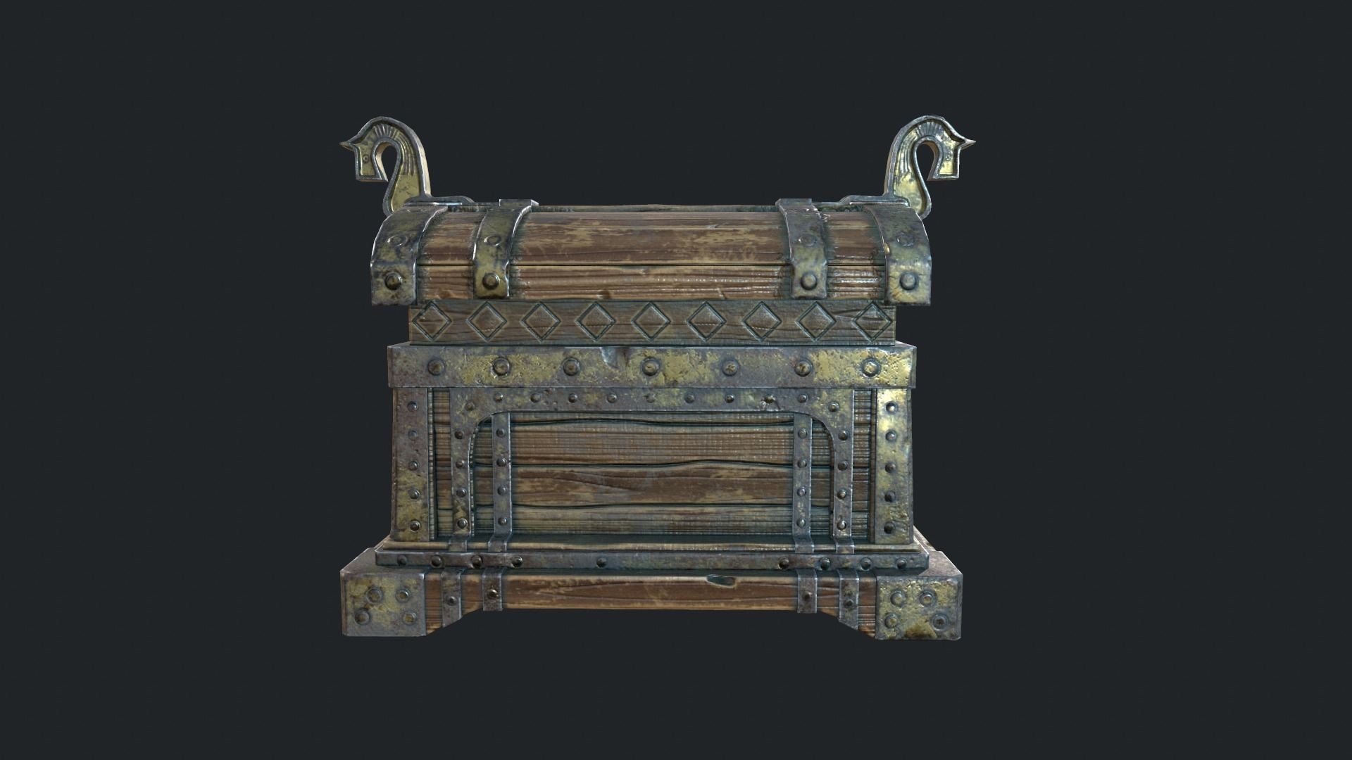 Medieval Chest Low-poly 3D model_5