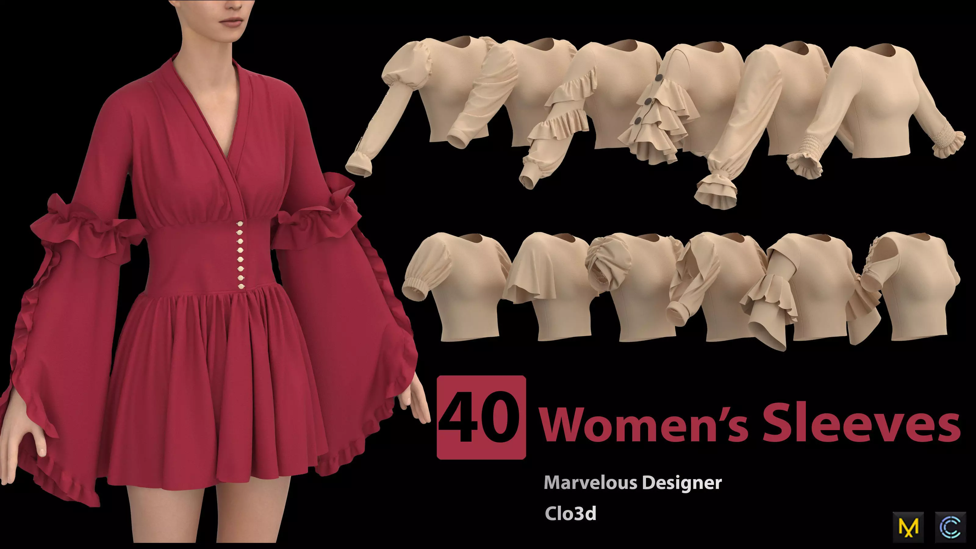 40 Women Sleeves 3D model_0