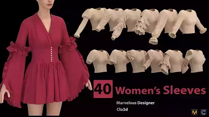 40 Women Sleeves 3D model