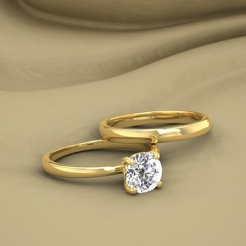Engagement Ring Couple Set Simple 3D print model
