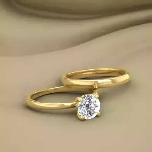 Engagement Ring Couple Set Simple