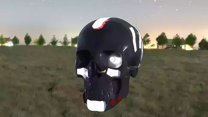 cyber skull low-poly 3D model