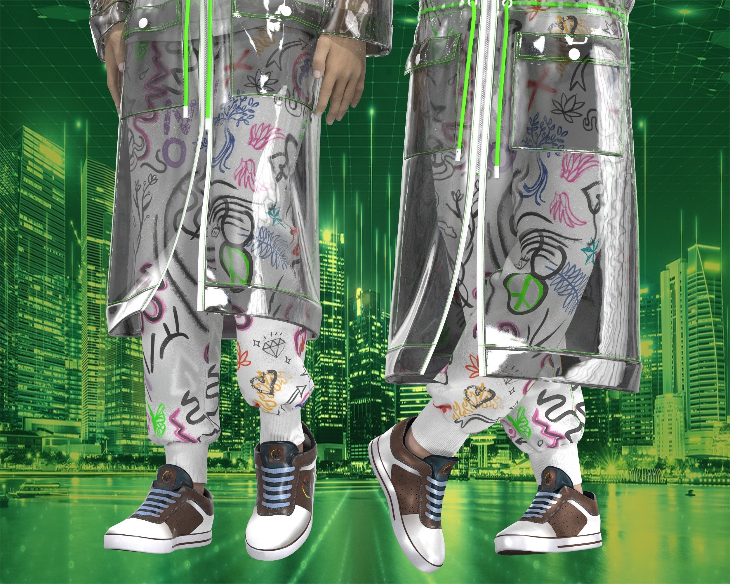 Unisex transparency Hoodie with Jogger 3D model_6