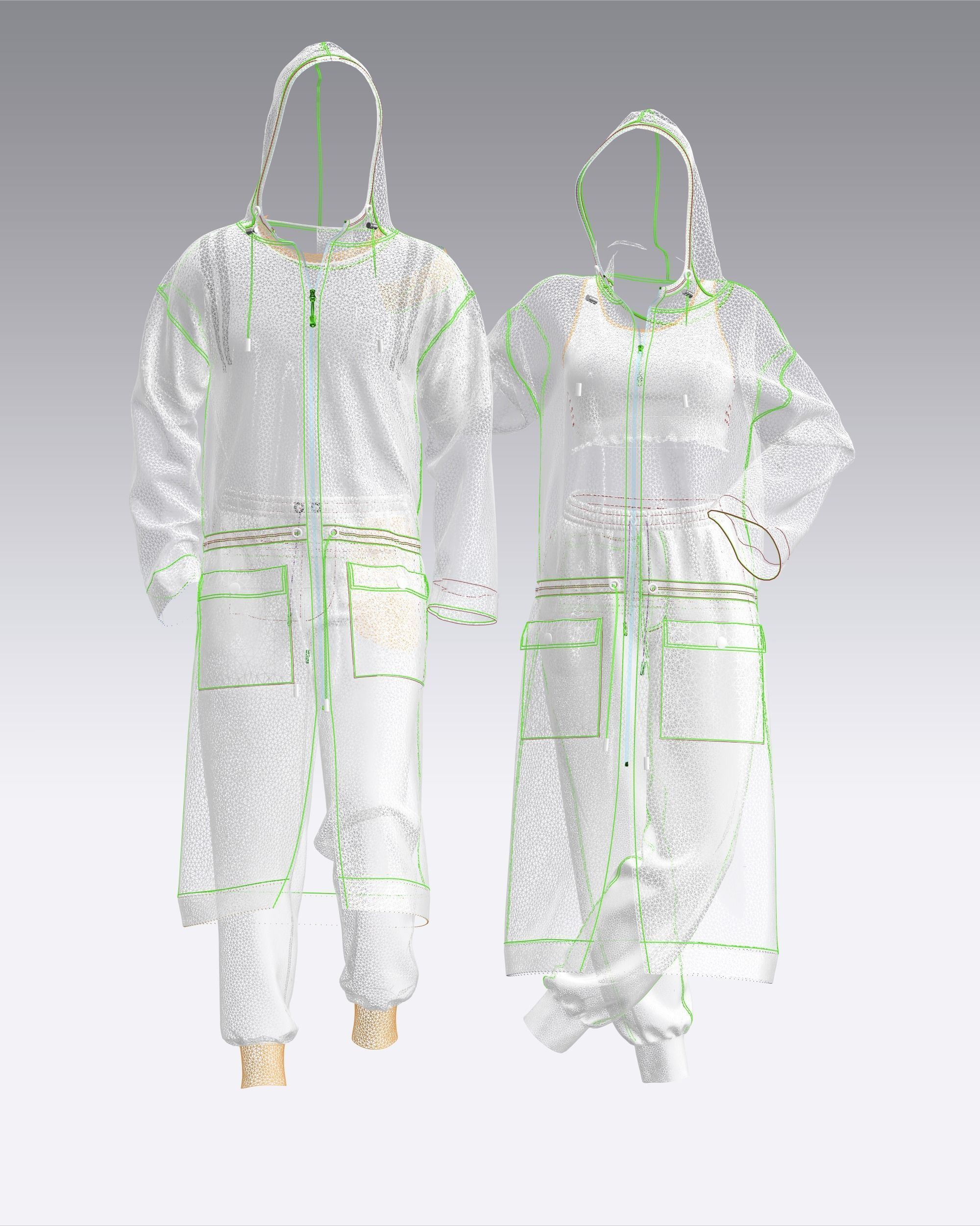 Unisex transparency Hoodie with Jogger 3D model_7