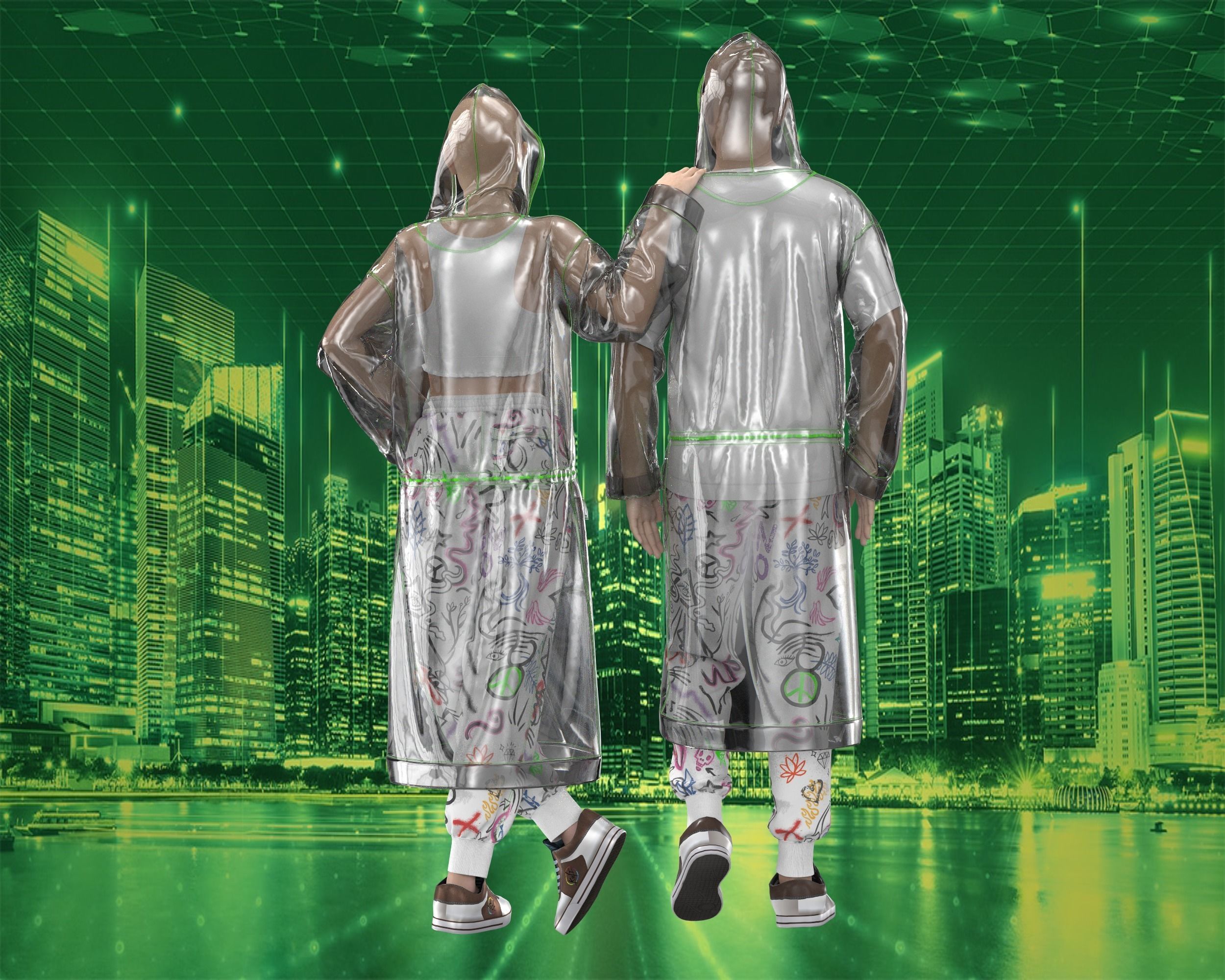 Unisex transparency Hoodie with Jogger 3D model_3