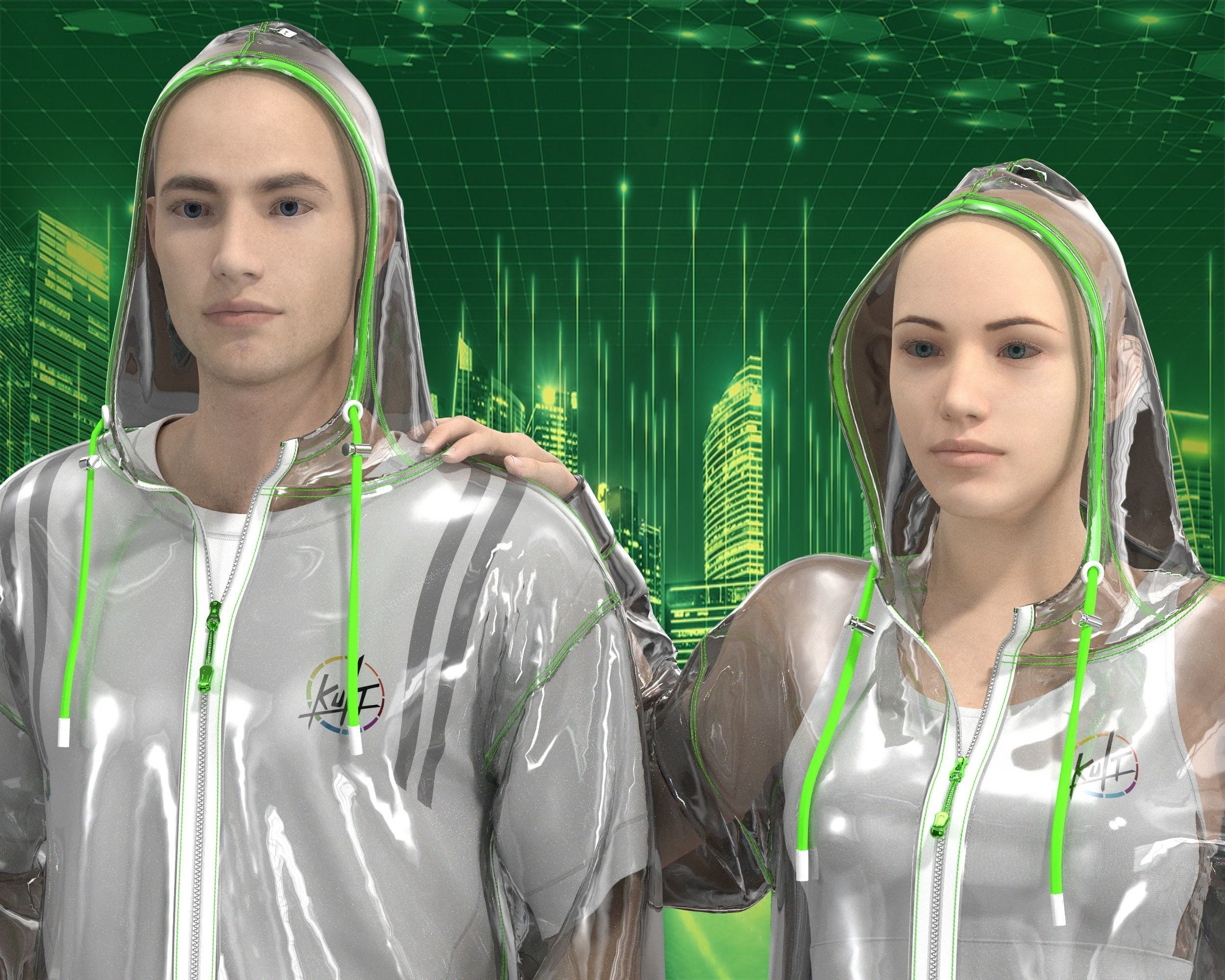 Unisex transparency Hoodie with Jogger 3D model_5