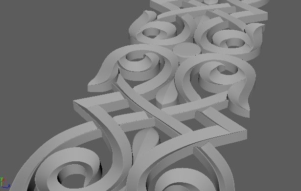 Central decor ornament for furniture 3D model_3