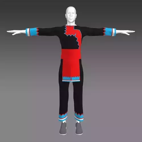 Hmong man outfit design for 3d cartoon 3D model