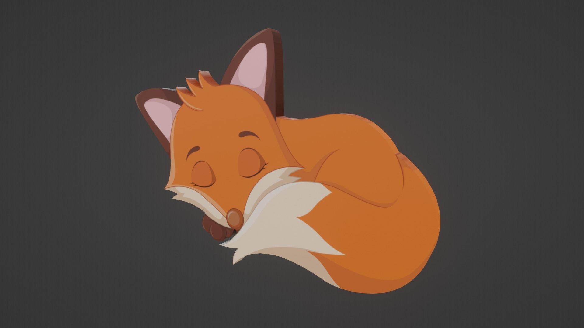 Sleeping Baby Fox 2D Breathing Animated  Low-poly 3D model_3