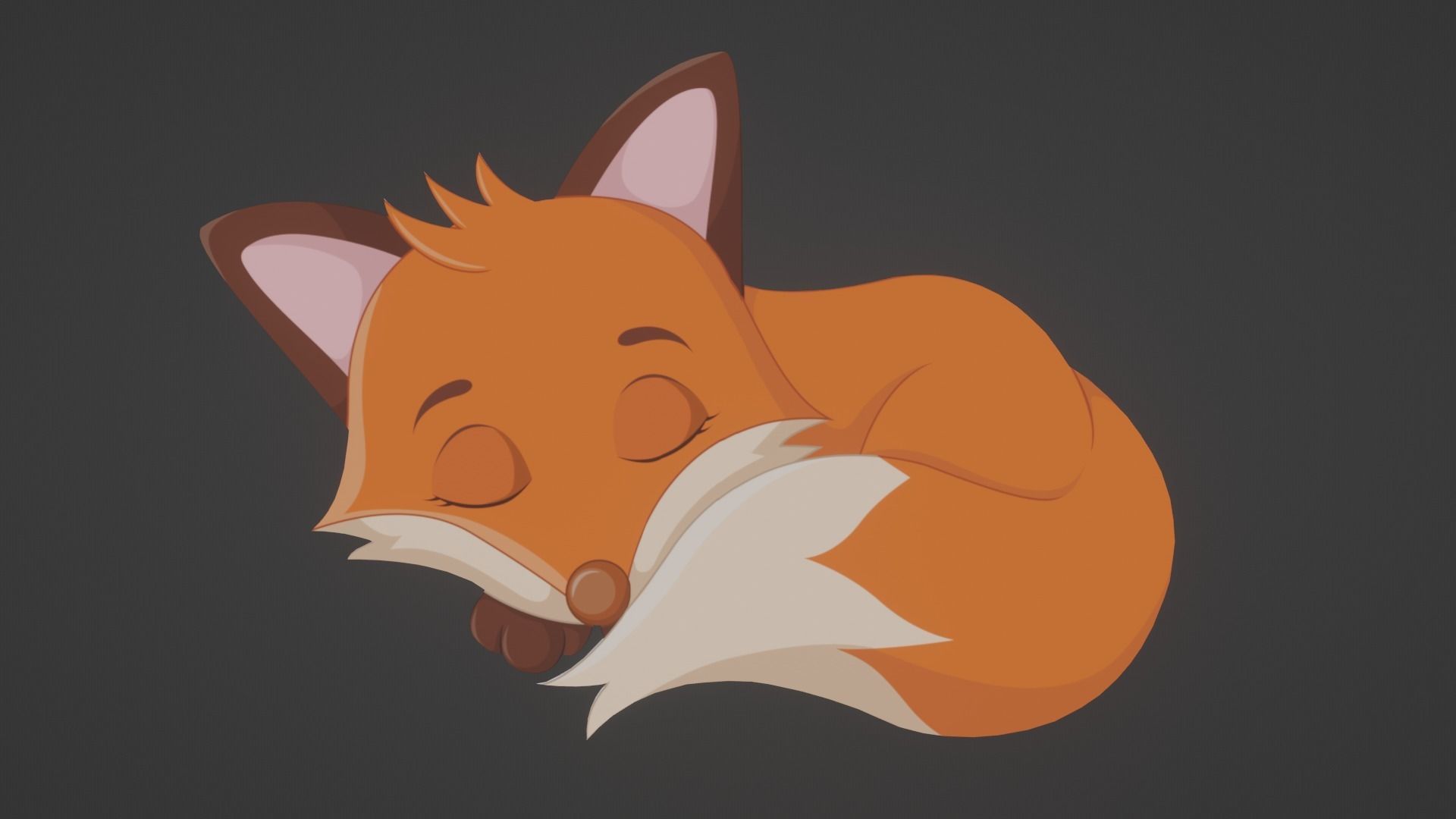 Sleeping Baby Fox 2D Breathing Animated  Low-poly 3D model_1