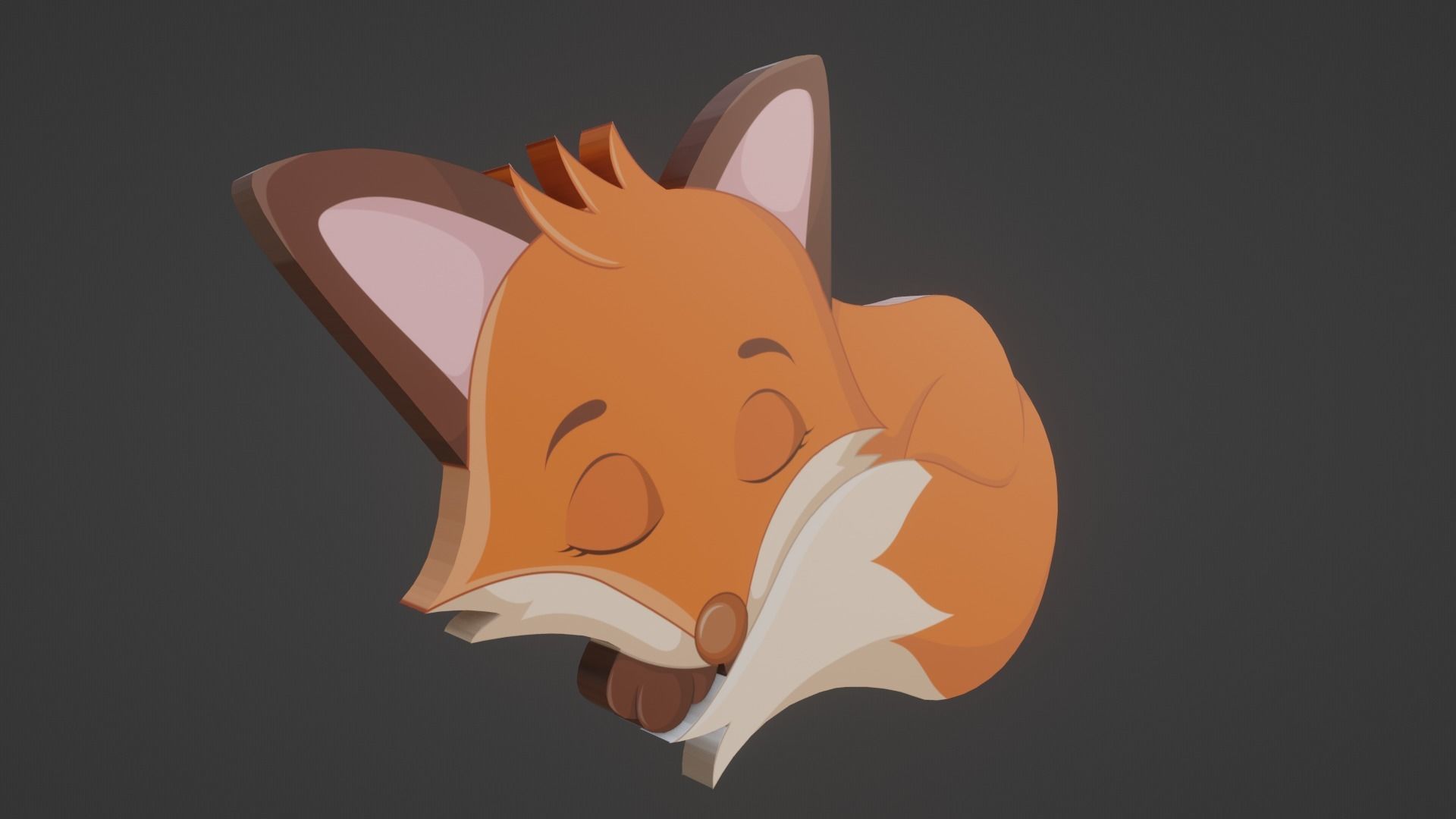 Sleeping Baby Fox 2D Breathing Animated  Low-poly 3D model_2