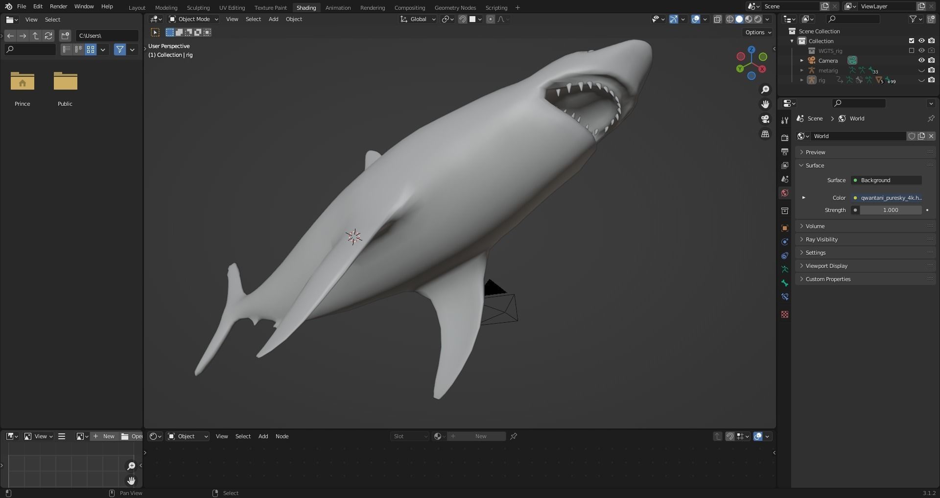  Great White Shark Rigged in Blender  Low-poly 3D model_17