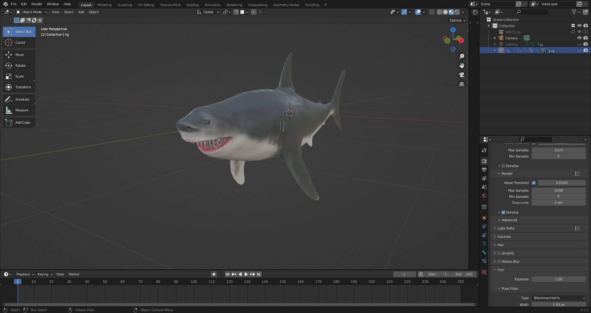  Great White Shark Rigged in Blender  Low-poly 3D model_18