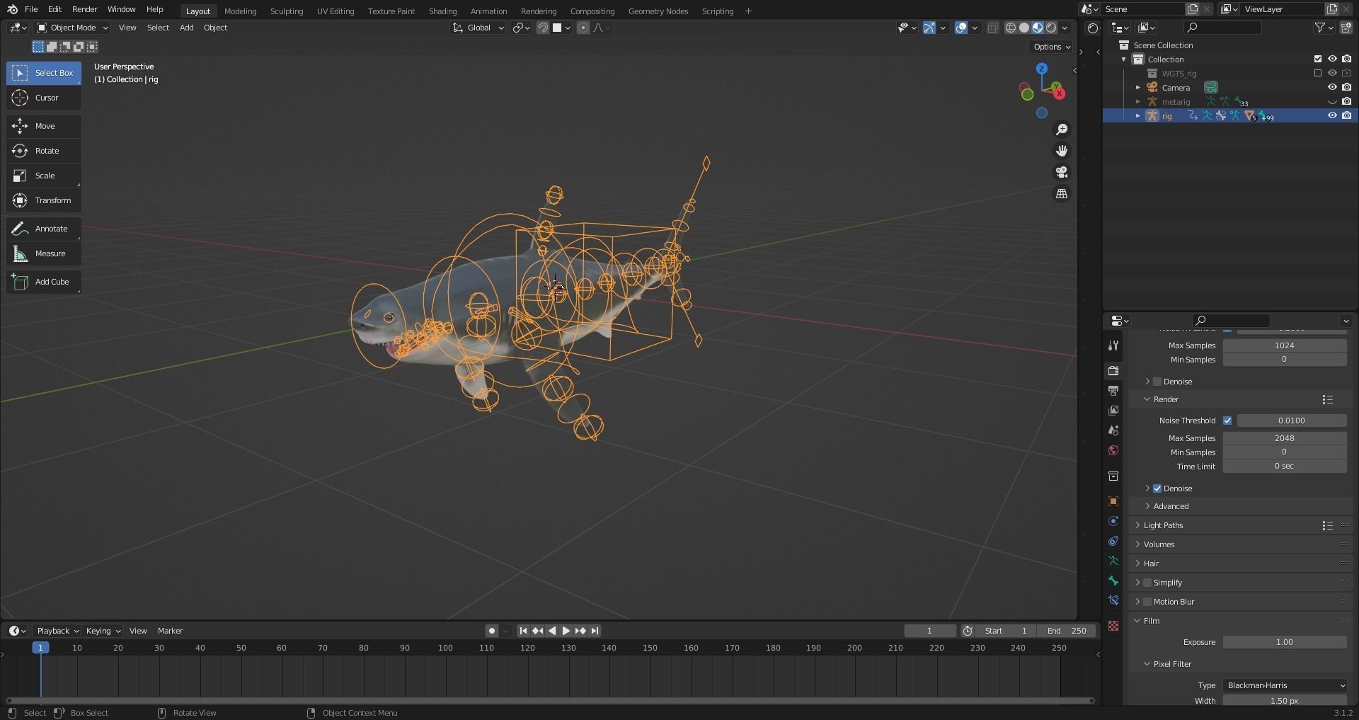  Great White Shark Rigged in Blender  Low-poly 3D model_21