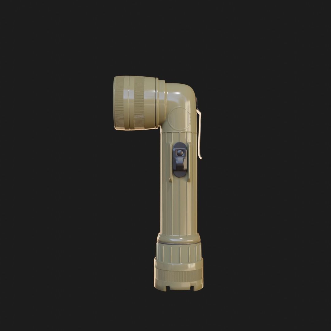 L shaped military flashlight Low-poly 3D model_1